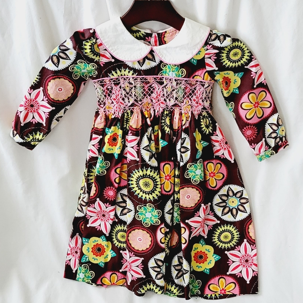 Marmellatta Classics smocked brown dress sz 4